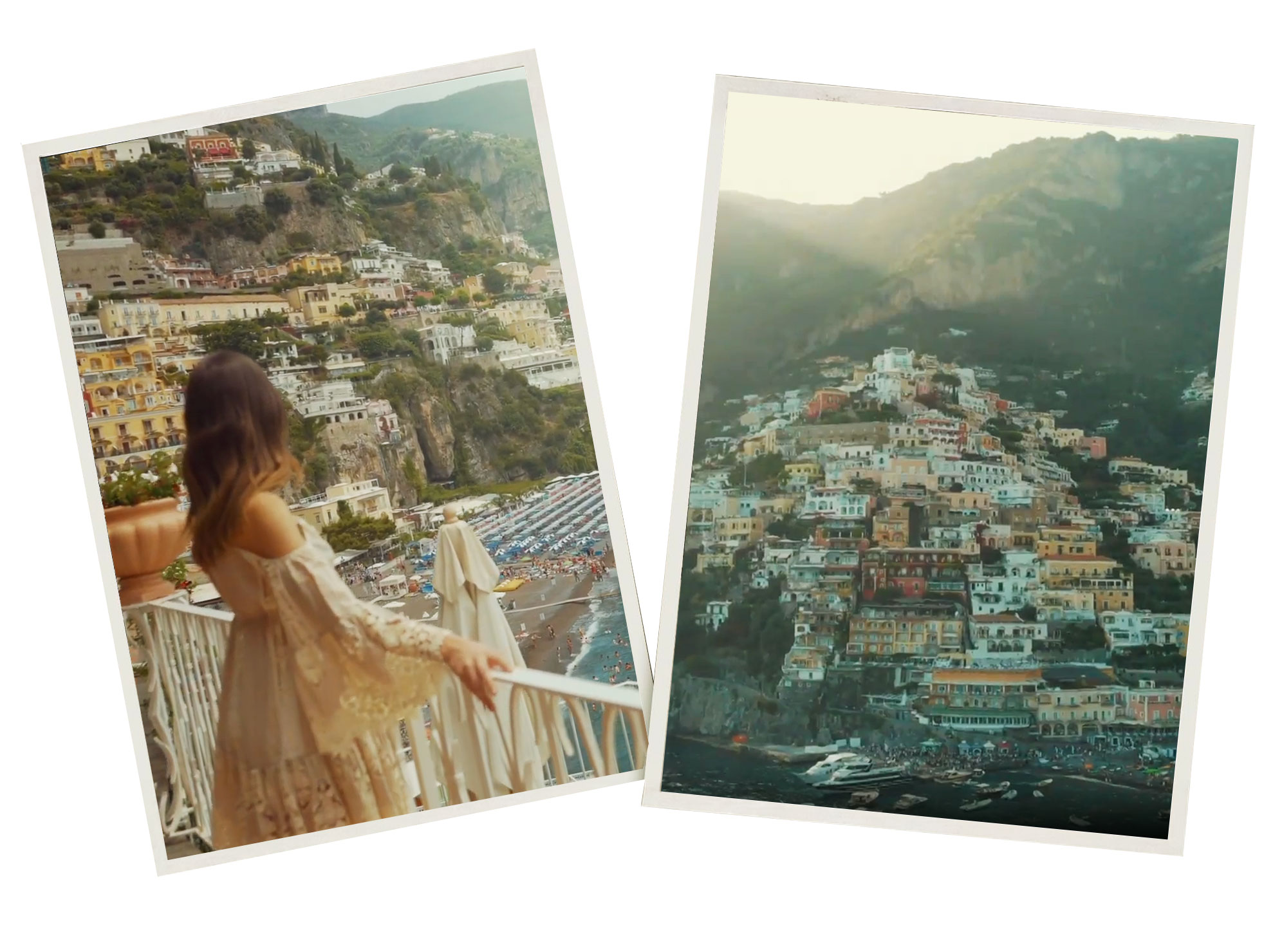 il covo dei saraceni nel corso degli anni collage con immagini dell'hotel covo dei saraceni a positano nel corso degli anni